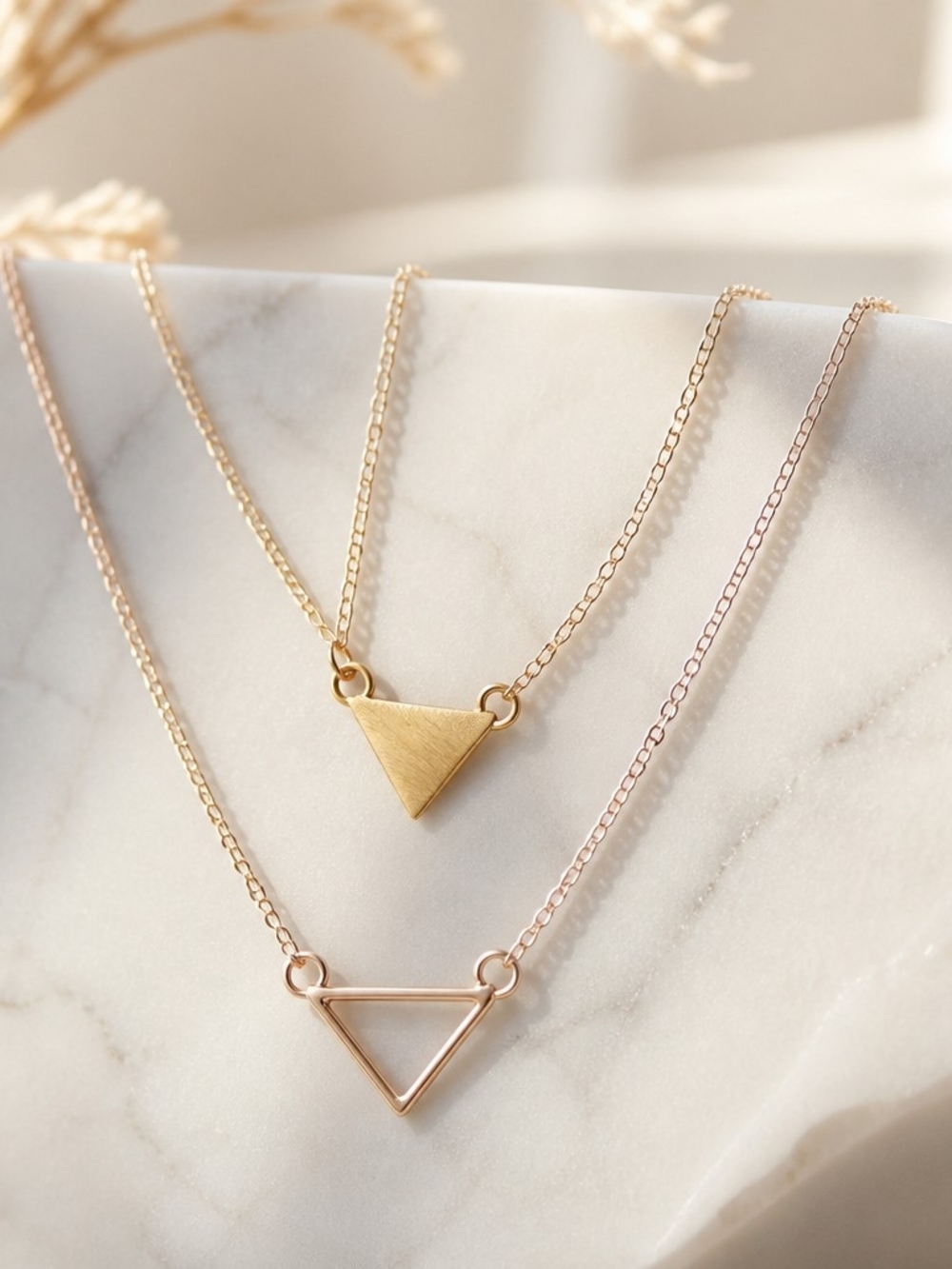 Minimal Triangle Layered Necklace